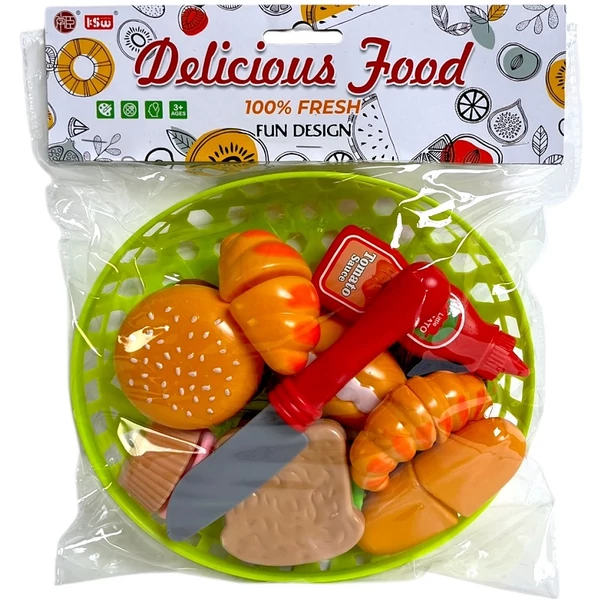 Játék vágható ételek kosárban BZ5411