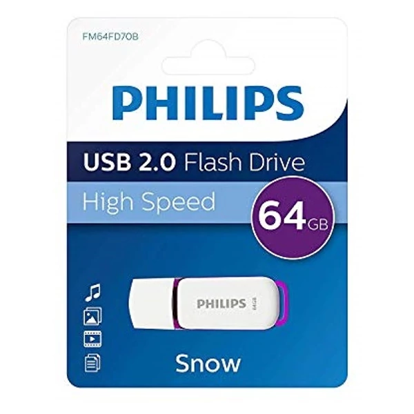 Philips Pendrive USB 2.0 64GB Snow Edition fehér-lila