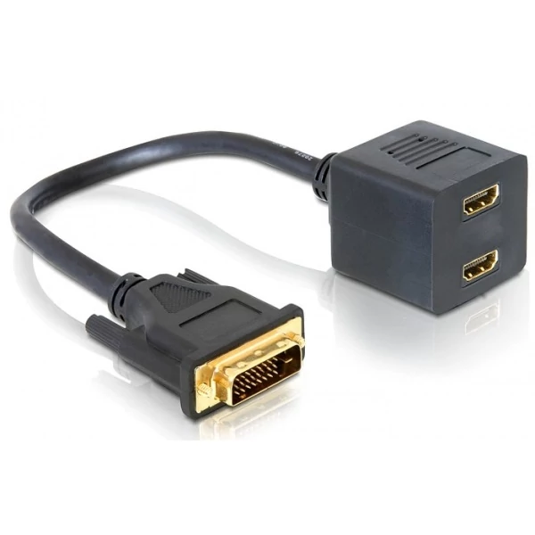 Delock Adapter DVI 25 male to 2x HDMI female