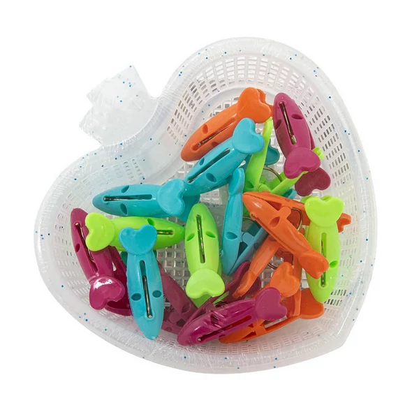 Szív alakú csipesz kosár + 16db csipesz