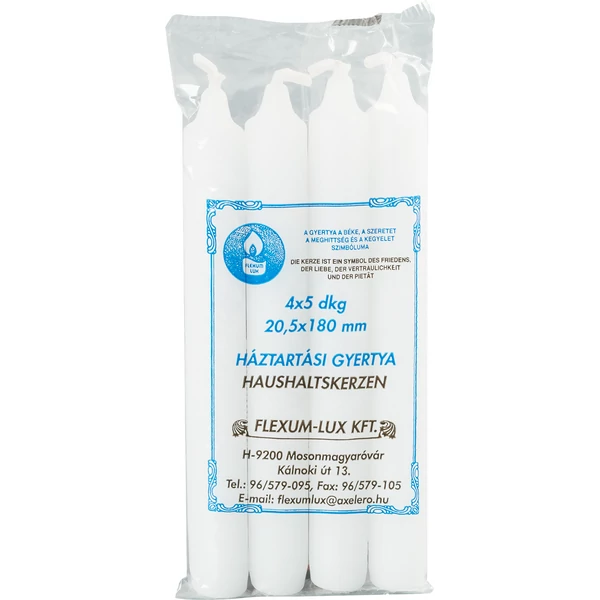 Háztartási natúr gyertya henger alakú 4*5 dkg