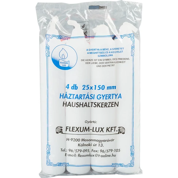 Háztartási natúr gyertya henger alakú 4*6,25 dkg