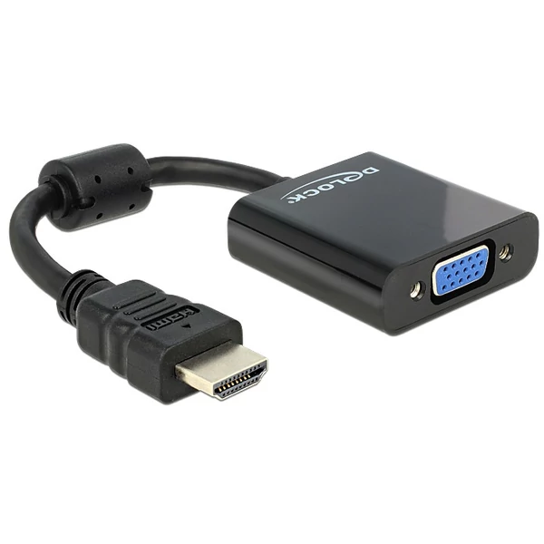 Delock Adapter HDMI-A-dugós csatlakozó > VGA-csatlakozóhüvely fekete