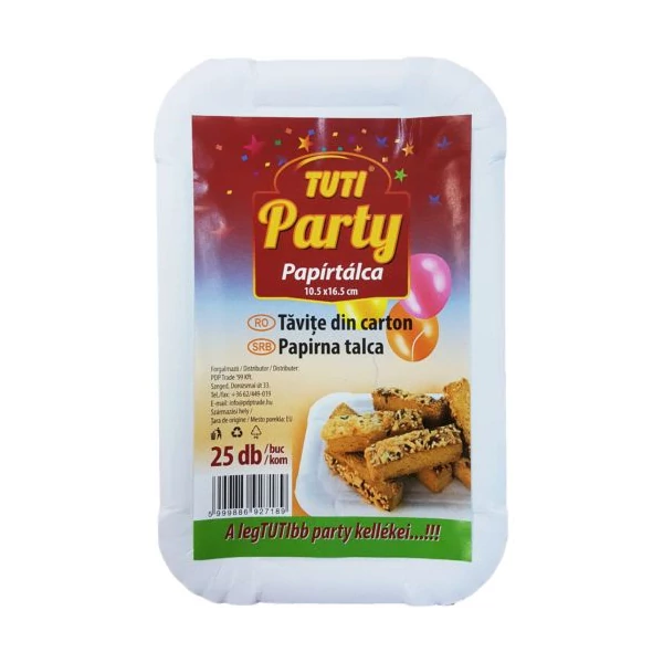 Eldobható Tuti party papír tálca 25 db 10,5*16,5 cm