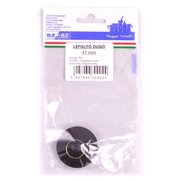 Szász lefolyó dugó karikával 43mm