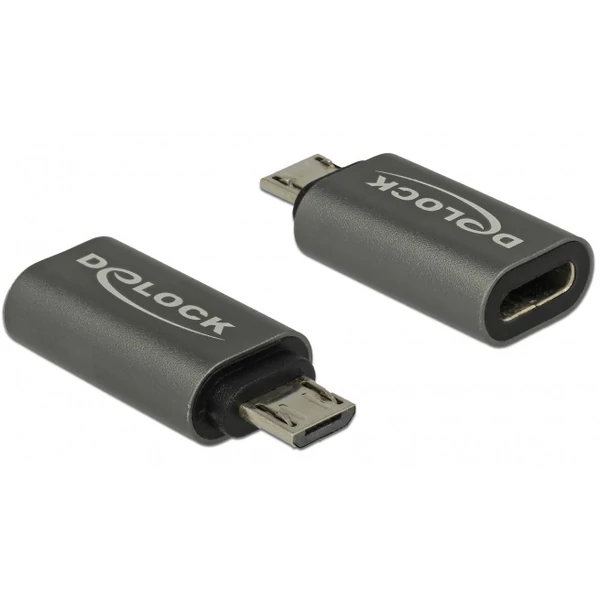 Delock Adapter USB 2.0 Micro-B apa - USB Type-C 2.0 anya adapter antracit