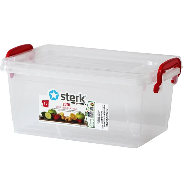 Négyszögletes élelmiszer doboz 2,5L fogantyúval és fedéllel