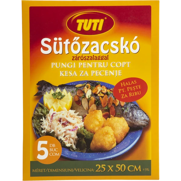 TUTI sütőzacskó halas 5 db-os kiszerelésben 25x50cm
