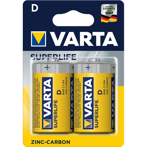 Varta Superlife Féltartós Góliát Elem D 2 db-os kiszerelésben R20P