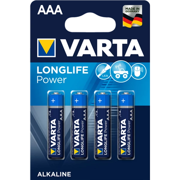 Varta Longlife Power Alkáli elem mikro AAA 1.5V 4 db-os kiszerelésben LR03