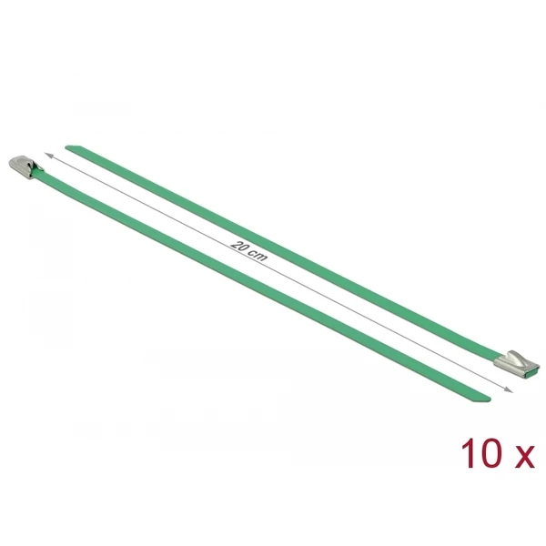 Delock Rozsdamentes Acél Kábelkötegek Hossza 200 x Szélesség 4,6 mm zöld 10 db.