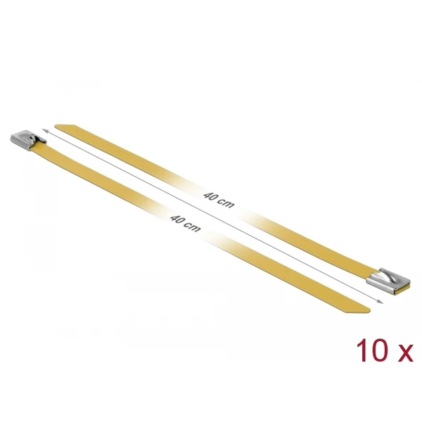 Delock Rozsdamentes Acél Kábelkötegek Hossza 400 x Szélesség 7,9 mm sárga 10 db.