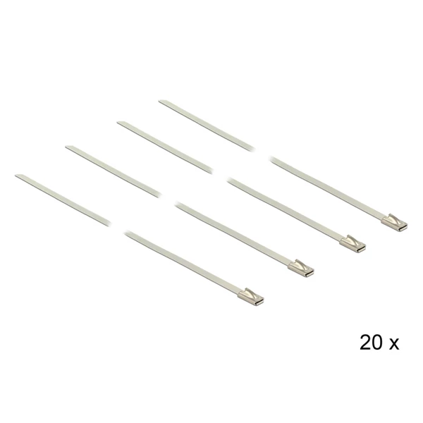 Delock Rozsdamentes acél kábelkötegelők, 350 x 4,6 mm (H x Sz), 20 darab