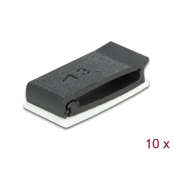 Delock Kábeltartó zárócsattal fekete 10 db