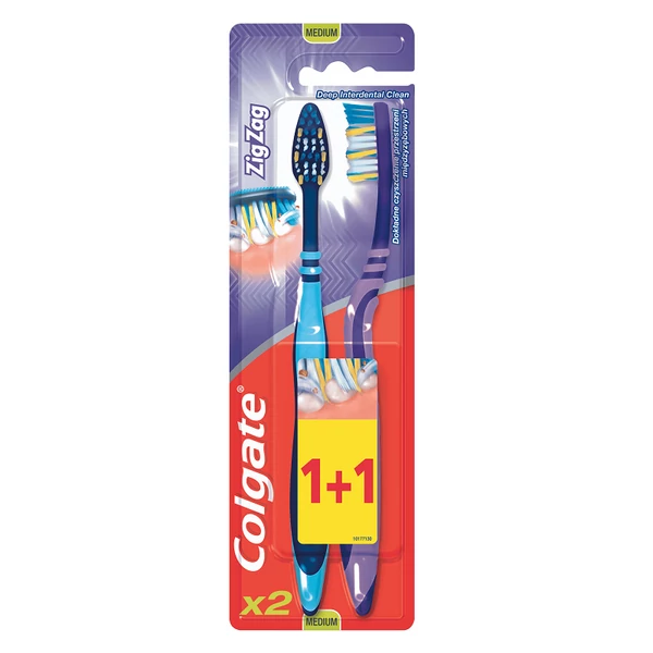 Colgate Zigzag Medium 1+1 fogkefe