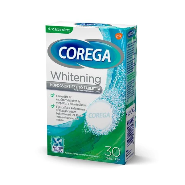 Corega fehérítő hatású műfogsor tisztító tabletta 30db