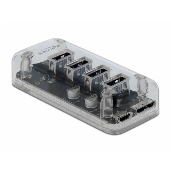 Delock Külső 3.0 USB hub 4 porttal, átlátszó