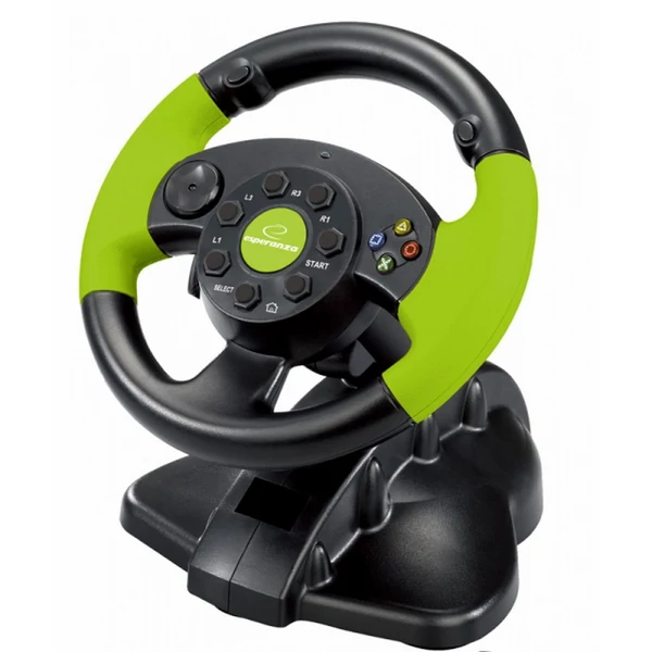 Esperanza High Octane Versenykormány pedállal, XBOX360/PS3/PC, fekete-zöld