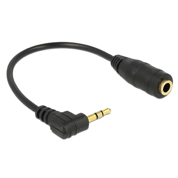 Delock audio sztereó kábel, 2.5 mm hajlított apa > 3.5 mm anya 3 pin, 14 cm