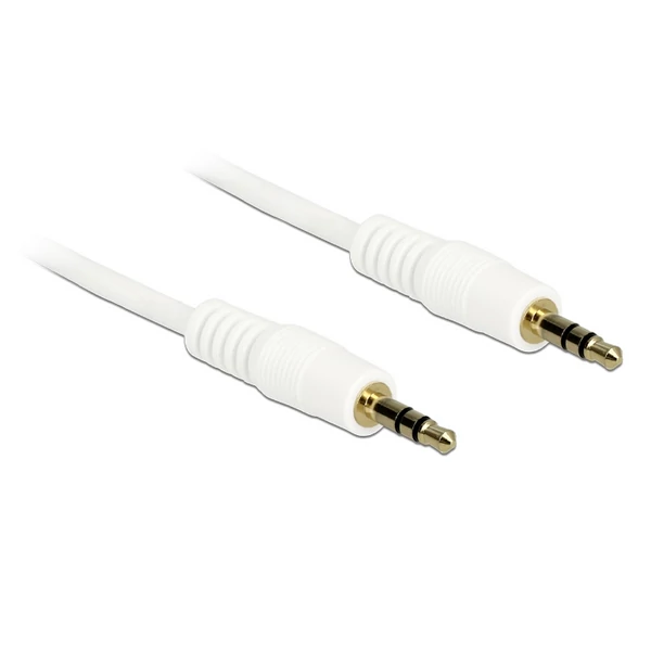 Delock Stereo Jack kábel 3.5 mm 3 pin apa > apa 0.5 m fehér
