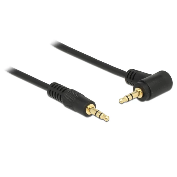 Delock Stereo Jack kábel 3.5 mm 3 pin apa > apa 1 m 90° fekete