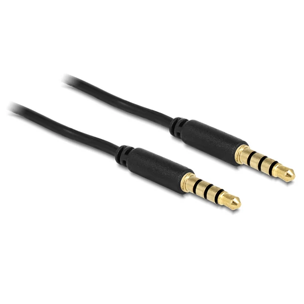 Delock sztereó kábel 3.5 mm 4 pin csatlakozó > csatlakozó, 5 m, fekete