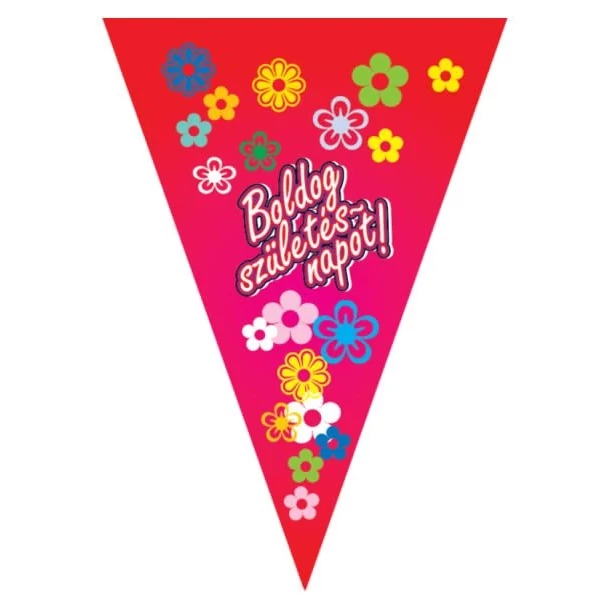 Piros boldog szülinapot feliratos party zászló