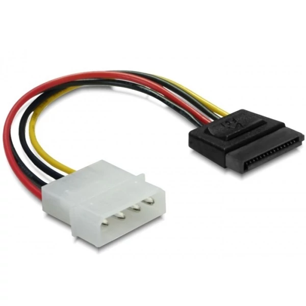 Delock 15 tűs SATA HDD (egyenes)  4 tűs apa (Molex) hálózati kábel, 12 cm