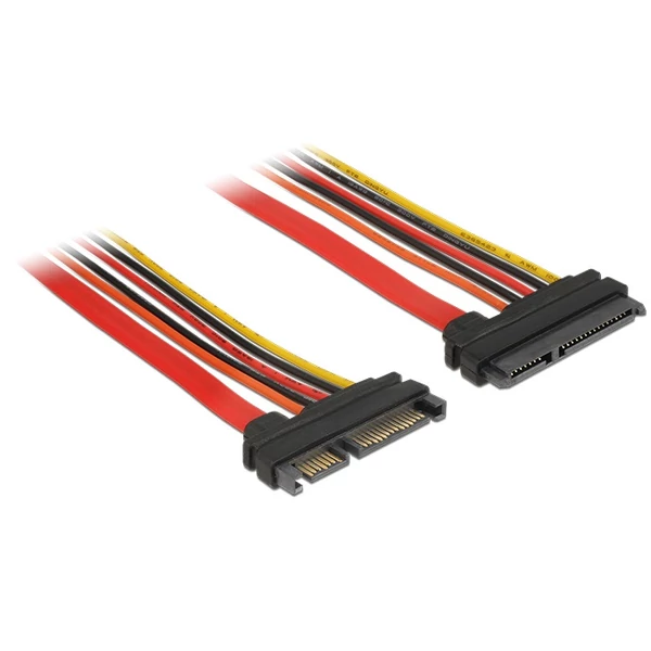 Delock Bovítokábel, SATA, 6 Gb/s, 22 tus csatlakozó > SATA 22 tus aljzat (3,3 V + 5 V + 12 V), 30 cm