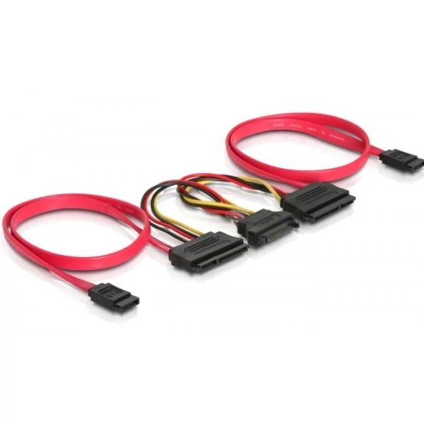 Delock SATA kábel 2 HDD-hez, all in one, 3 Gbs, 20cm/50cm