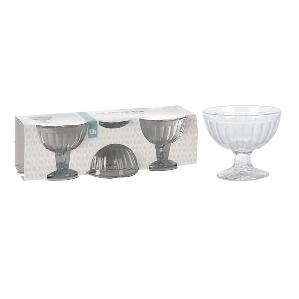 Üveg fagyis pohár szett 3db YE6000090