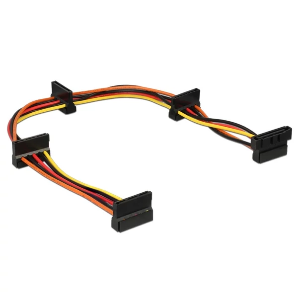 Delock SATA-tápkábel 15 tus csatlakozódugóval > 4 x 15 tus SATA-csatlakozóhüvely, 40 cm, több színbe