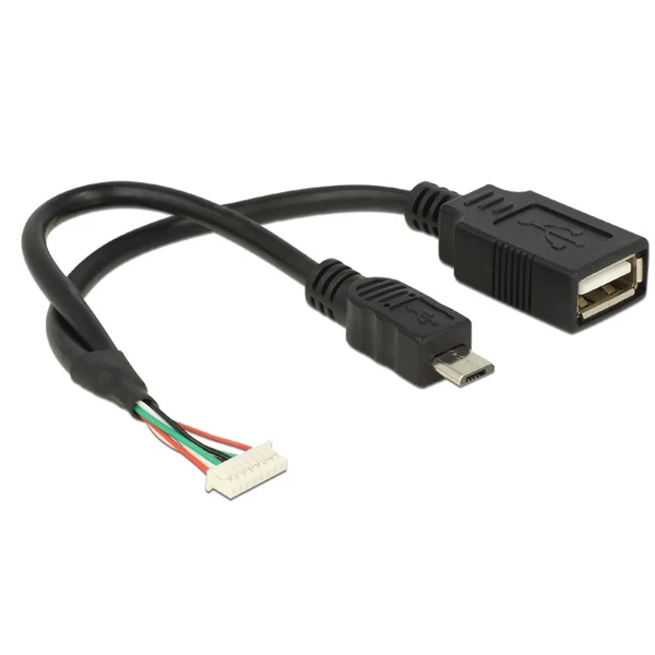 Delock Cable USB 2.0 pin header female 1,25 mm 8 pin > USB 2.0 Type-A female + USB 2.0 Type Micro-B