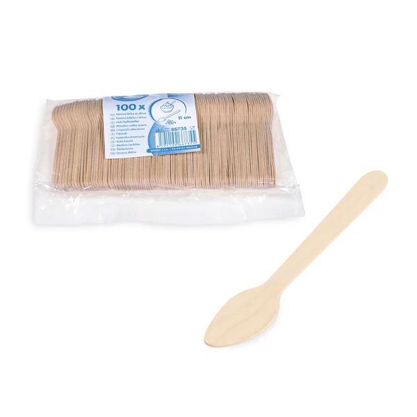 Eldobható fa kávéskanál 11cm 100db 66735