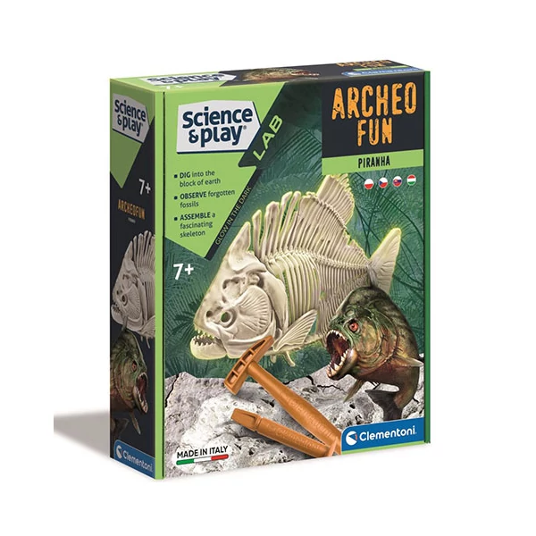 Science & Play: Piranha fluoreszkáló régészeti készlet - Clementoni