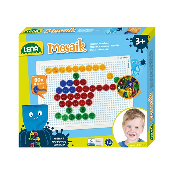 LENA: Mosaik Átlátszó pötyi kreatív szett 15mm 80db-os