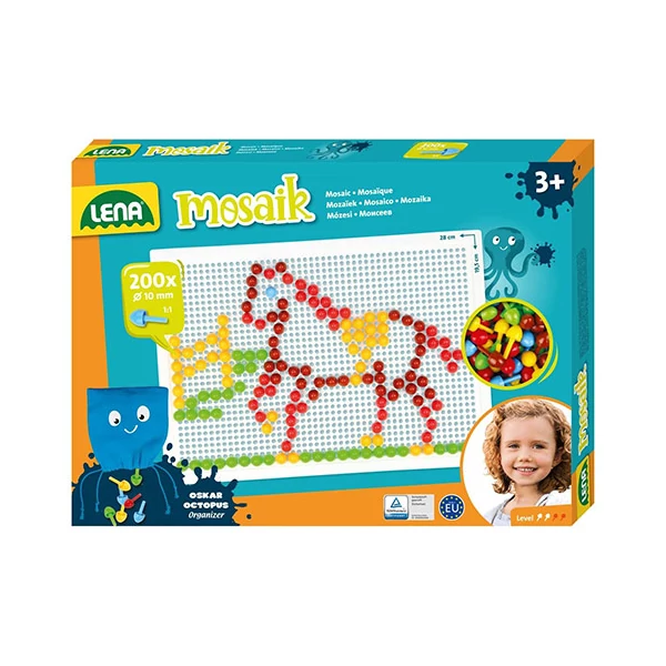 LENA: Mosaik Áttetsző pötyi kreatív szett 10mm 200db-os