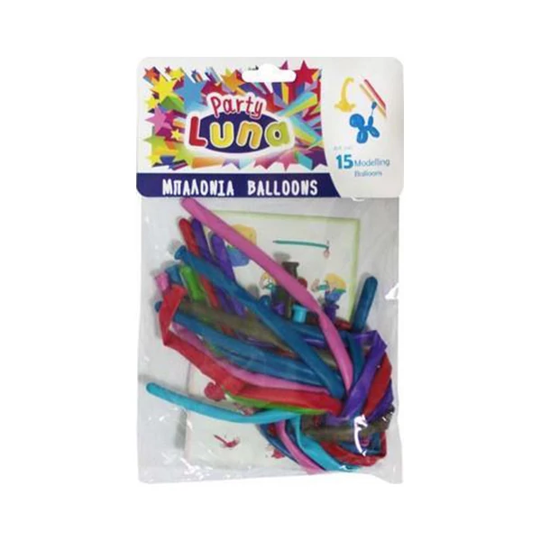 Színes modellező lufik 15db-os csomag