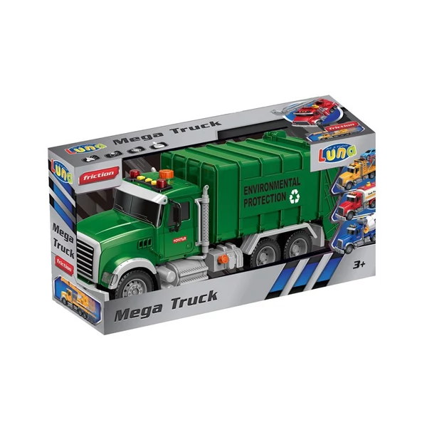 Mega Truck: Szelektív hulladékszállító kamion fénnyel és hanggal 40x14x21cm