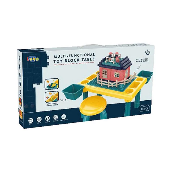 Játékasztal építőelemekkel 76db-os készlet