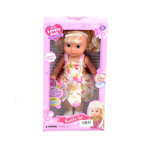 Szőke hajú baba nyári ruhában 26cm-es