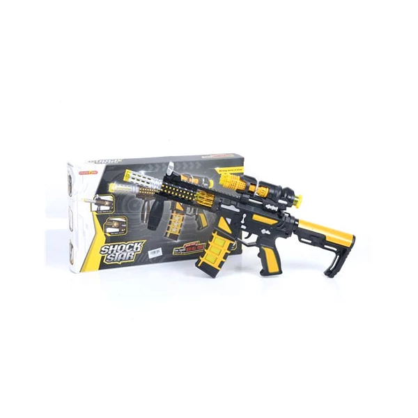 Shock Star játék gépfegyver sárga színben kiegészítőkkel és fénnyel