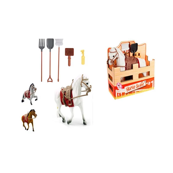 Lovas játékszett nyereggel és szerszámokkal 16cm többféle változatban