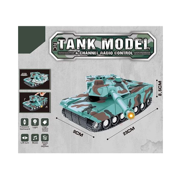 RC Távirányítós M1 Abrams tank fénnyel és hanggal 1/32-es méretarány 22cm