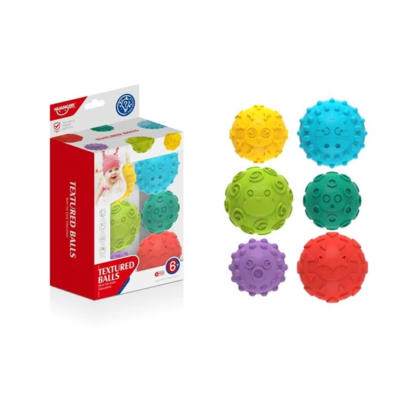 Színes készségfejlesztő puha labda 6 db-os szett