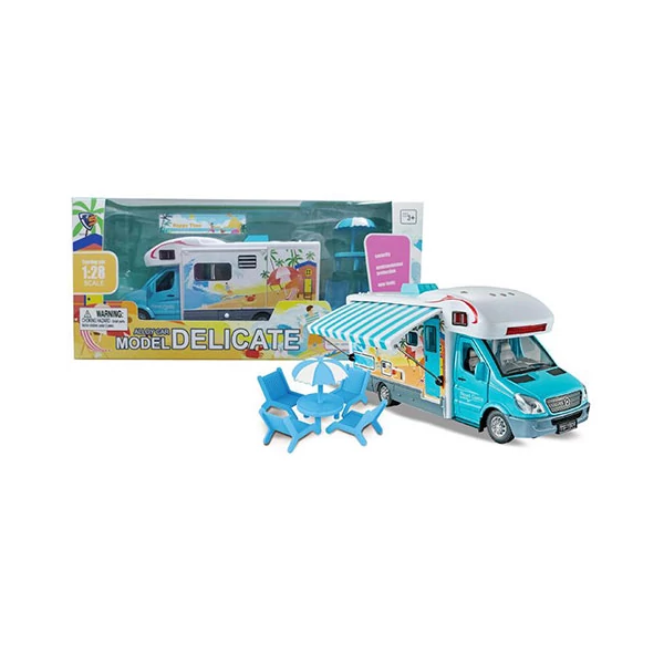 Hátrahúzós Kék Delicate kisautó funkcióval 1/28