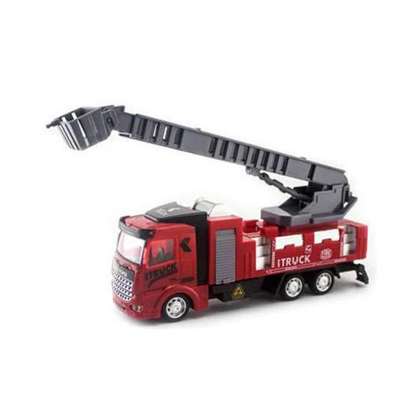 Hátrahúzós emelőkosaras tűzoltó kisautó 20cm
