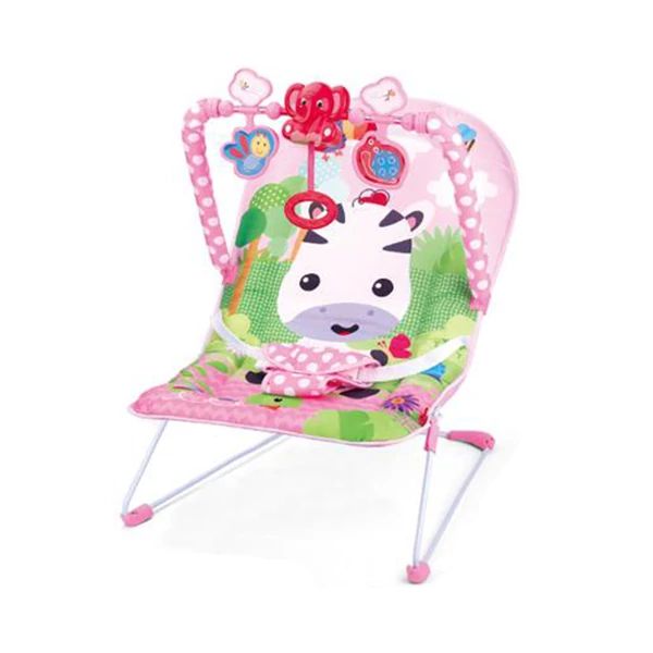 Rezgő és zenélő pihenőszék pink színben zebra mintával