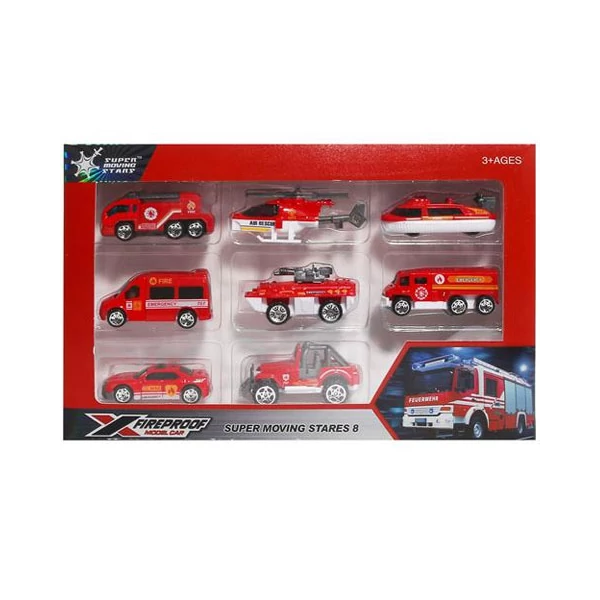 X-Fireproof tűzoltó kisautó szett 8db-os