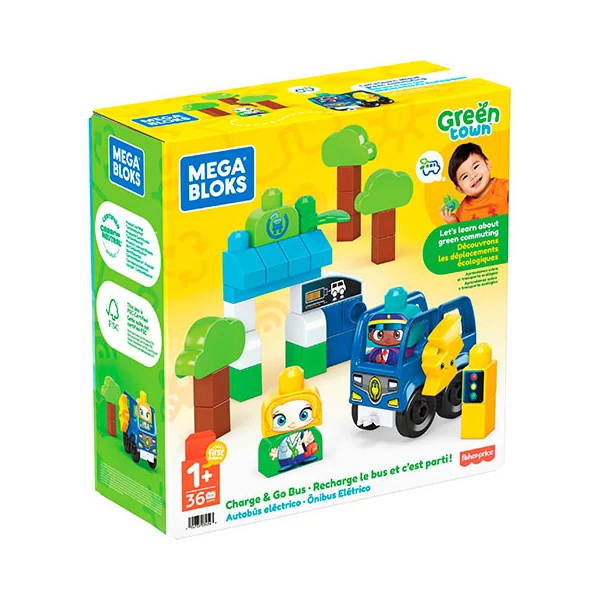 Fisher-Price: Green Town buszmegálló töltőállomással építőjáték - Mega Bloks